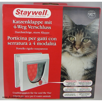 917 - drzwiczki dla kota z 4-drożnym zamknięciem  z tunelem - białe