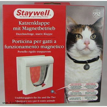 932 - drzwiczki dla kota z zamknięciem na magnes - białe