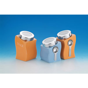 Snack - puszka z łyżką na smakołyki - niebieska