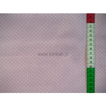Tkanina bawełniana - kropki na jasnym różu - 1034