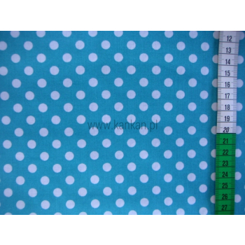 Tkanina bawełniana - kropki na niebieskim - 1036