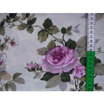 Tkanina bawełniana - duże fioletowe róże - 1014
