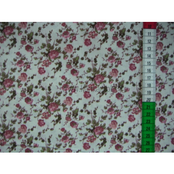 Tkanina bawełniana - czerwone różyczki z gałązkami - 1023
