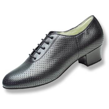 Buty treingowe z czarnej skóry - obcas 4 cm